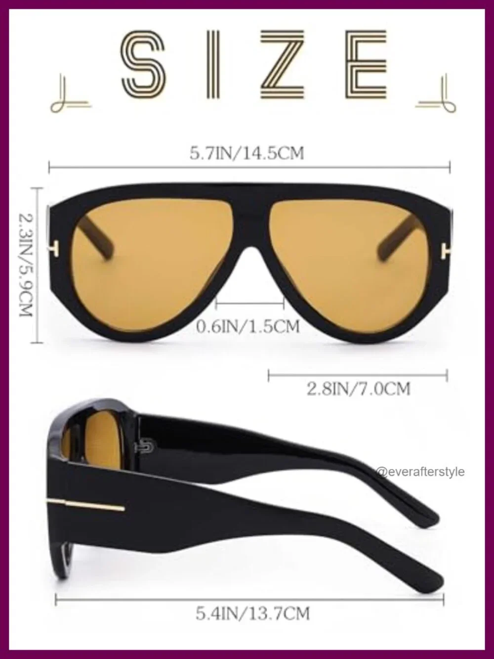 Retro Aviator Sunglasses Oversized Square Frame UV Protection